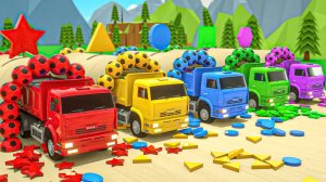 Детские машинки, фрукты и футбольные мячи - Детские песенки - Мультфильмы для детей про машинки