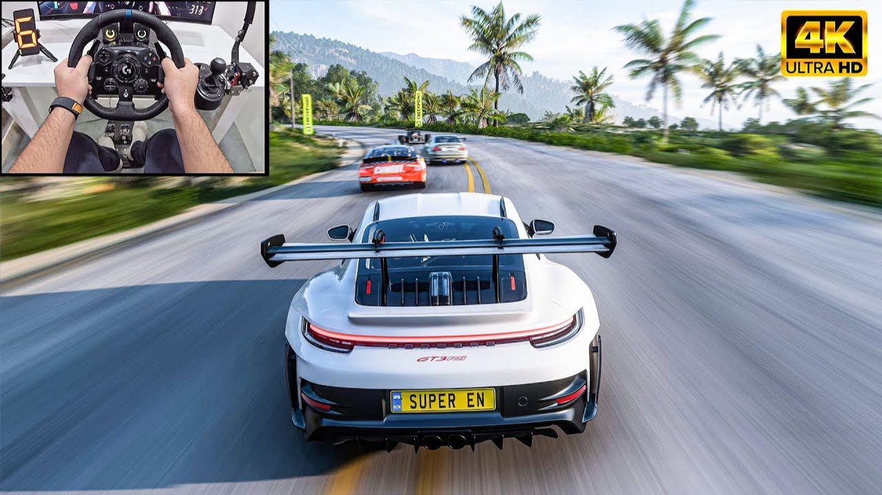Porsche 911 GT3 RS VS Supercars- Forza Horizon 5 Logitech G923 Steering Wheel смотреть онлайн