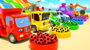 Мультики про машинки для детей! Раскрашивай шарики и пой песенку! Детские стишки и детские песенки!