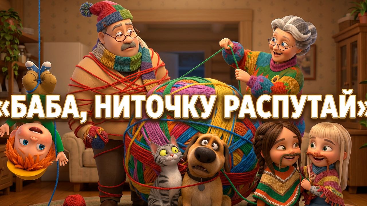 Игра «Баба, ниточку распутай» 🧶 Подвижная семейная игра для детей и взрослых | Осторожно, не порви! смотреть онлайн