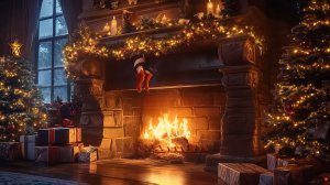 🔥 Новогодний камин и тёплый вечер | Уютный дом, огонь и спокойный джаз