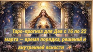 🔮 Таро-прогноз для Дев с 16 по 22 марта — время порядка, решений и внутренней ясности ✨