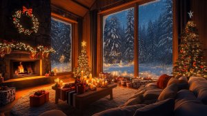 🔥 Новогодний КАМИН | Свечи, снег за окном и рождественский уютный джаз