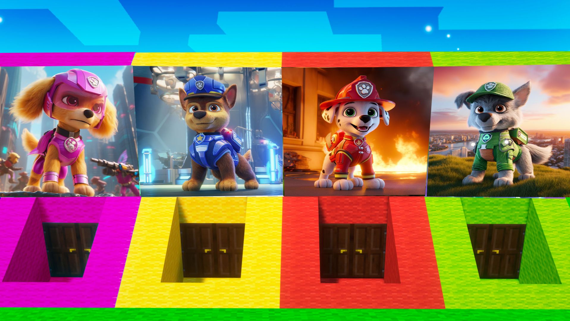 😲 ВЫБЕРИ ПРАВИЛЬНУЮ ЯМУ ПОРТАЛ ЩЕНЯЧИЙ ПАТРУЛЬ в МАЙНКРАФТ МУЛЬТИК смотреть онлайн