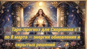 🦂 Таро-прогноз для Скорпиона с 1 по 8 марта — энергия обновления и скрытых решений 🔮✨