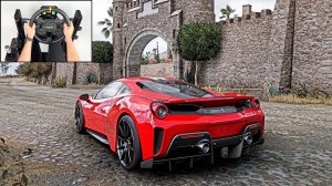 Ferrari 488 Pista  Forza Horizon 5  Steering Wheel Gameplay
