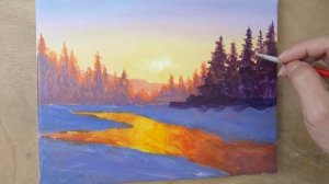 Как нарисовать зимний пейзаж акрилом? Больше секретов рисования в группе  вконтакте
