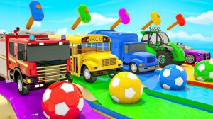 Мультфильмы для детей про машинки - Большие футбольные мячи для школьного автобуса - Детские песенки