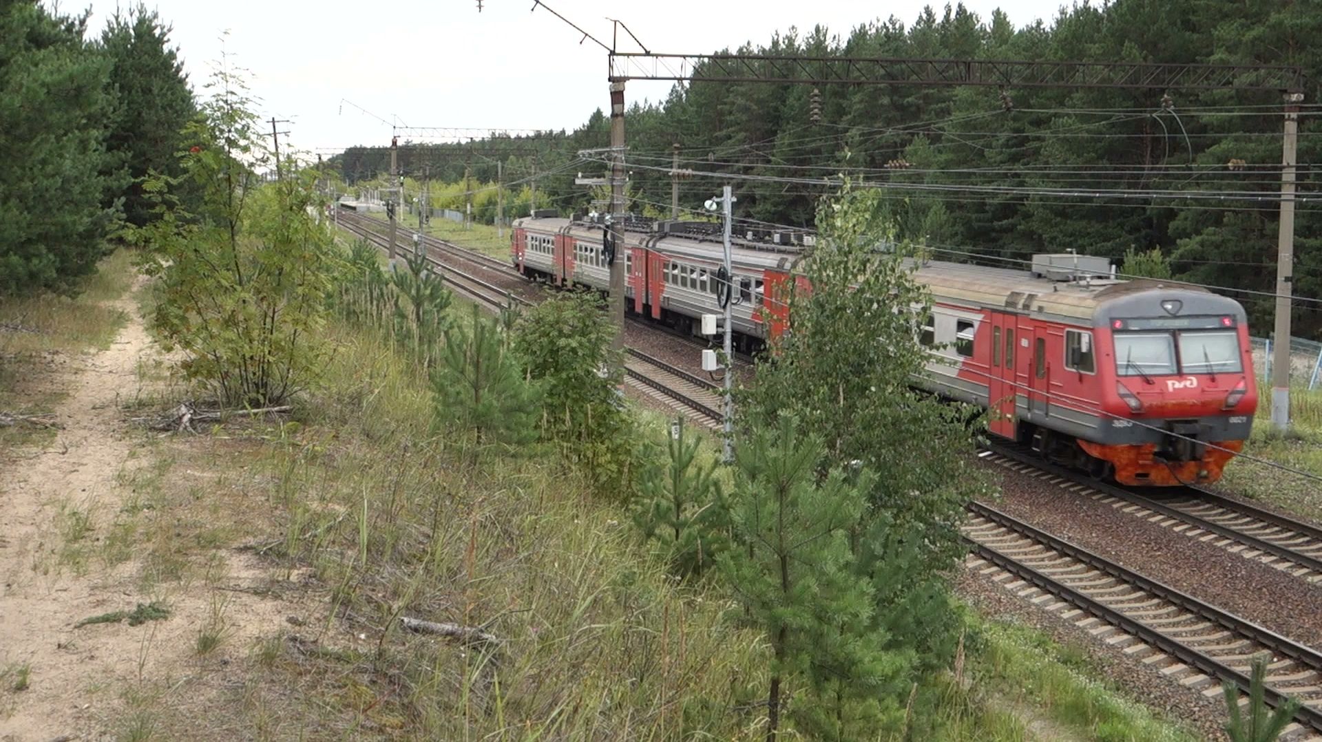 Электропоезд ЭД9Э-0021 Нижний Новгород - Гороховец прибывает к платформе станции Жолнино