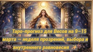 🔮 Таро-прогноз для Весов на 9–15 марта — неделя прозрений, выбора и внутреннего равновесия ✨