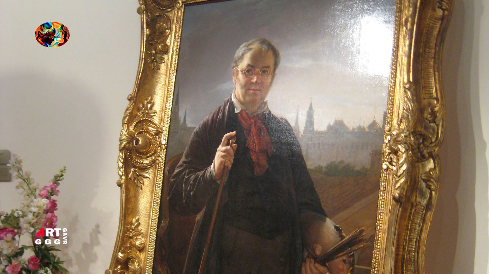 Тропинин Василий. Автопортрет на фоне окна, с видом на Кремль.