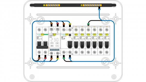 Визуализация электрощита на 12 модулей в программе Visio с помощью фигур TimVisio.