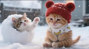 Бродячий котенок, застигнутый снежной бурей после того, как улизнул из дома, ищет младшего брата