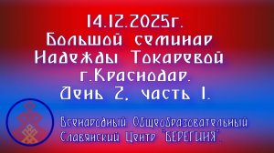 14.12.2025. Большой семинар Надежды Токаревой в Краснодаре. День 2, часть 1.