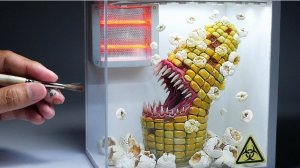 Кукуруза-монстр превращается в попкорн. Как сделать необычную диораму из полимерной глины.