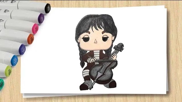 Как нарисовать Куклу Фанко _ Уэнздей Аддамс играет музыку_ Drawing Wednesday Addams _ Funko смотреть онлайн