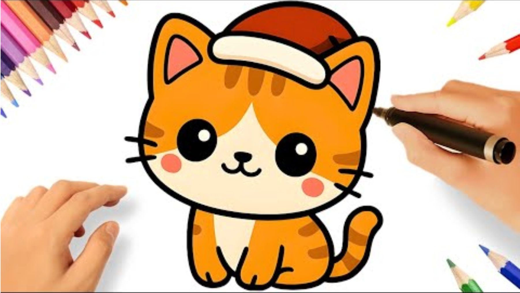 КАК НАРИСОВАТЬ ПРОСТОГО МИЛОГО РОЖДЕСТВЕНСКОГО КОТЕНКА 😻❤️ НОВОГОДНИЕ РИСУНКИ смотреть онлайн