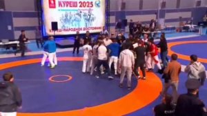 Борцы устроили массовую драку во время турнира по тюркской борьбе Куреш-2025 в крымском Симферополе