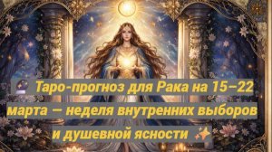 🔮 Таро-прогноз для Рака на 15–22 марта — неделя внутренних выборов и душевной ясности ✨