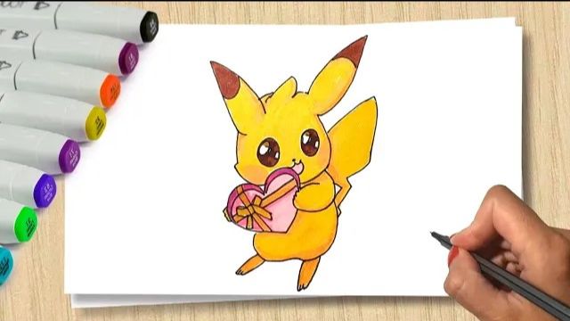 Как нарисовать ПИКАЧУ с сердцем_How to draw Pikachu with heart_ Рисунок на День Святого Валентина смотреть онлайн