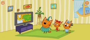 Три Кота Мультфильм Пицца и Кот.