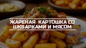 Жареная картошка со шкварками и мясом.