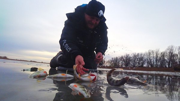 РЫБАЛКА ПО ПЕРВОМУ ЛЬДУ. ПЕРВЫЙ ЛЁД! ЗИМНЯЯ РЫБАЛКА 2025 - 2026. Пришла зима, мороз и первый лёд.