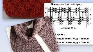 Шарф спицами ,и вяжем узор.