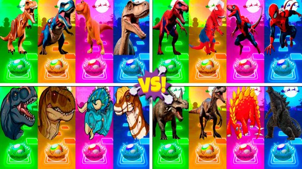 Динозавры МЕГАМИКС 261-264 уровни - Мультики про Динозавров | МУЛЬТФИЛЬМЫ ДИНОЗАВРЫ в Tiles Hop