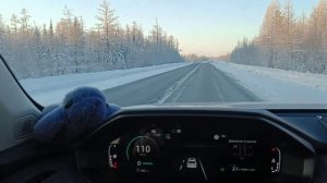 Changan CS55 plus_UNI-S. Работа отопителя в мороз -35 на трассе.