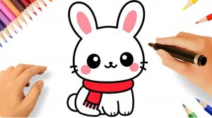 КАК НАРИСОВАТЬ ПРОСТОГО КАВАЙНОГО БЕЛОГО ЗАЯЦА 🐇