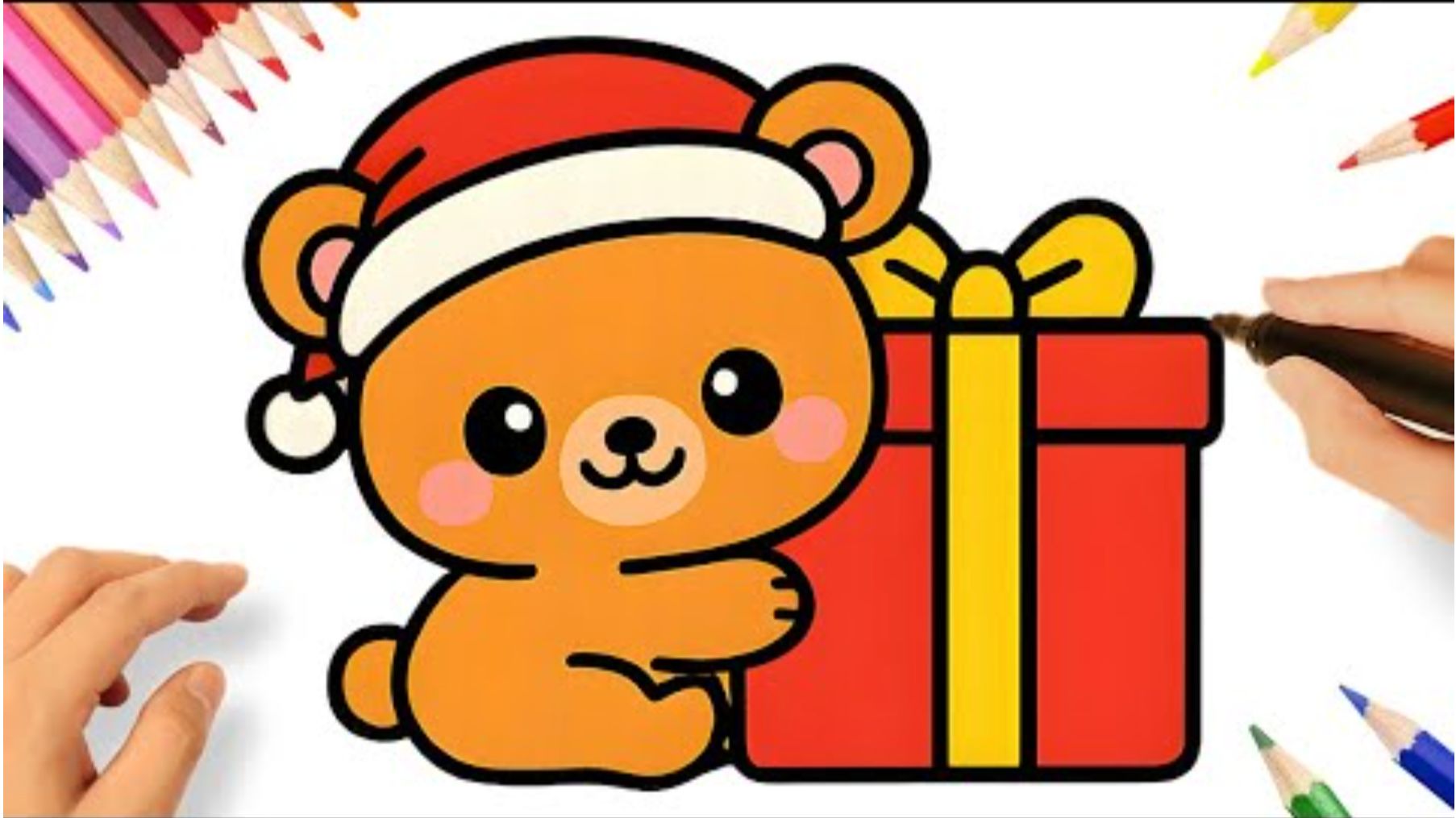 КАК НАРИСОВАТЬ ПРОСТОГО МИЛОГО ПЛЮШЕВОГО МЕДВЕДЯ 🧸🎅 смотреть онлайн