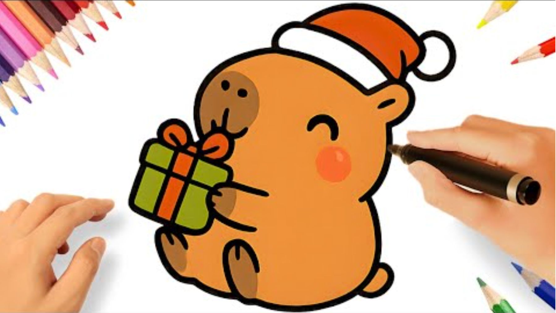 КАК НАРИСОВАТЬ ПРОСТУЮ НОВОГОДНЮЮ КАВАИЙ КАПИБАРУ ❣️🎅🎁 смотреть онлайн