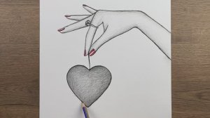 Простые рисунки карандашом, как нарисовать руку, держащую сердце, пошаговый урок рисования