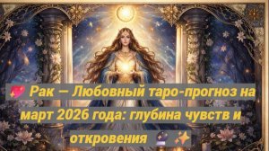 💖 Рак — Любовный таро-прогноз на март 2026 года: глубина чувств и откровения 🔮✨
