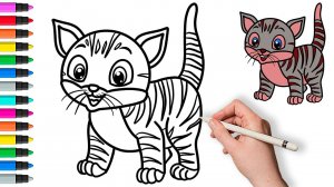 Как нарисовать кошку. Рисунок и раскраска ️ #рисунок #раскраска #длядетей