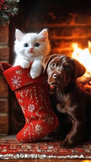 продолжаем серию новогодних видео - щенята и котята встречают НГ.mp4