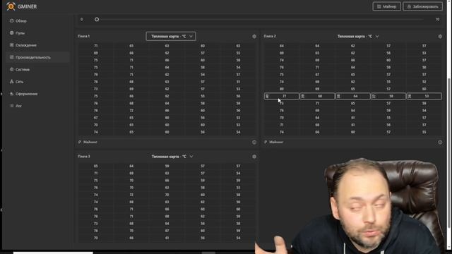 Gminer | Тепловая карта на Асиках | Датчик Улицы | Статусы Хеш Плат