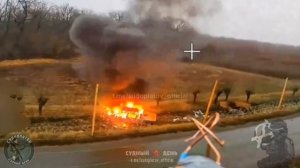 Прожарка транспорта ВСУ в Харьковской области. Погоня за пикапом, лобовое столкновение и мгновенная