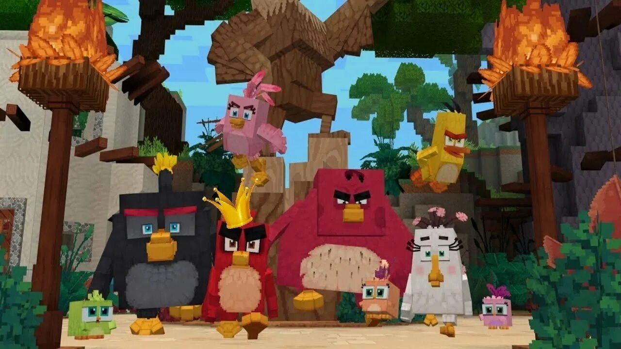 Minecraft and angry birds 🐦: злые птички в Майнкрафте борются со свинками за яйца 🥚🐣 смотреть онлайн