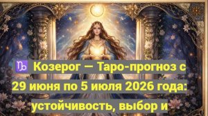 ♑ Козерог — Таро-прогноз с 29 июня по 5 июля 2026 года: устойчивость, выбор и уверенный шаг 🔮