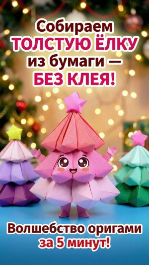 🎄 Собираем ТОЛСТУЮ ЁЛКУ из бумаги — БЕЗ КЛЕЯ! Волшебство оригами за 5 минут! 🌟