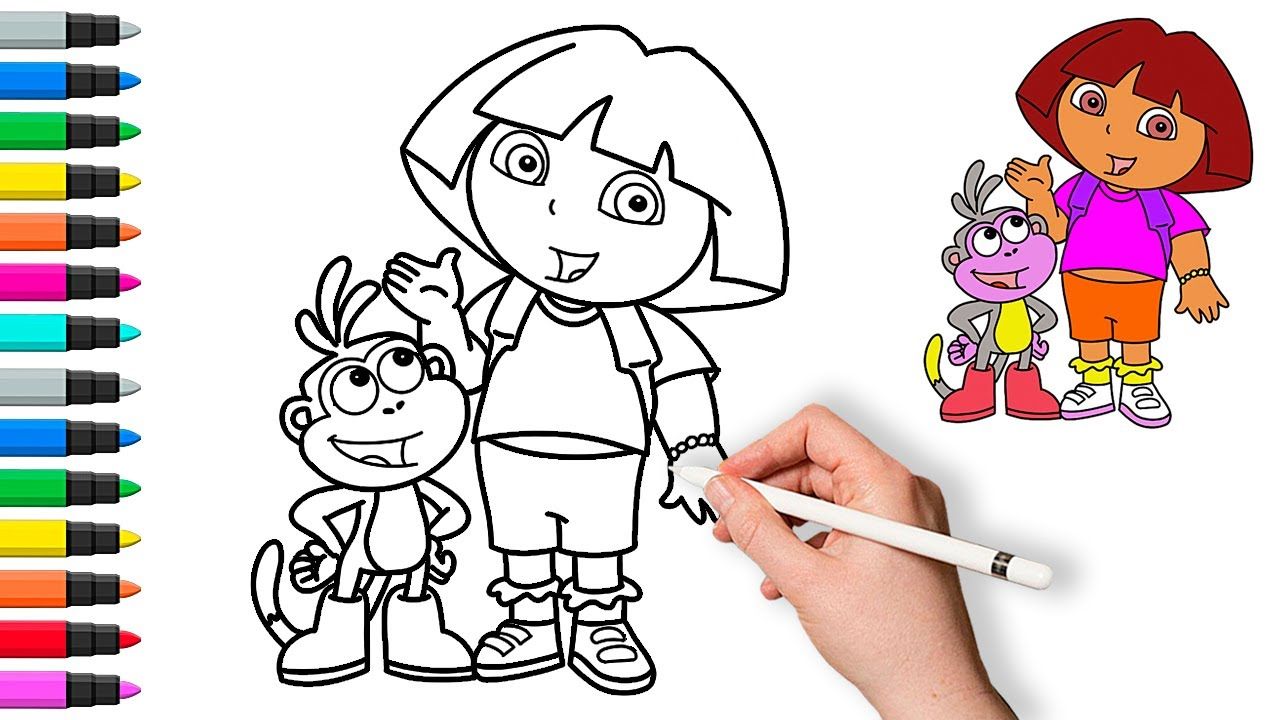 Даша путешественница и обезьянка Башмачок - Рисунок и раскраска | Детские мультики смотреть онлайн