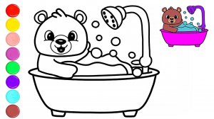 Милый мишка принимает ванну | Рисование и раскраски для детей 🐻🧸