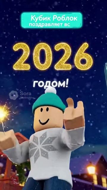 С Новым годом 2026 от Кубика Роблокс! ⏰ Осталось 8 дней!