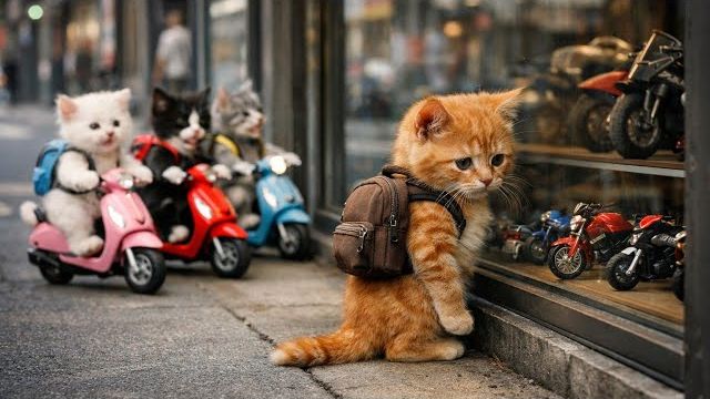 ПЕРВЫЙ МОТОЦИКЛ РЫЖЕГО КОТИКА! МИЛАЯ ИСТОРИЯ ПРО КОТЯТ! МИЛЫЕ КОТИКИ МЯУ МЯУ РЕАКЦИЯ