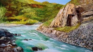 Река.Живопись маслом
