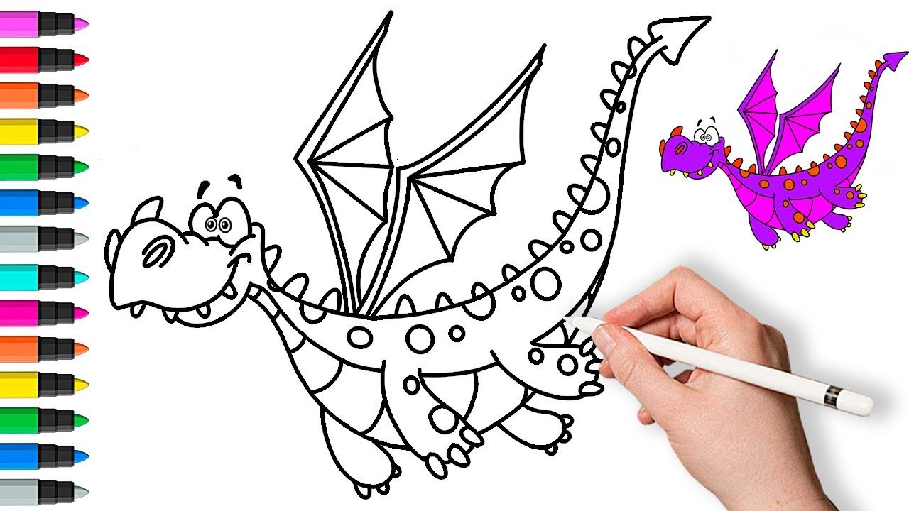 Как нарисовать дракона 🐉 Рисование и раскраска для детей смотреть онлайн