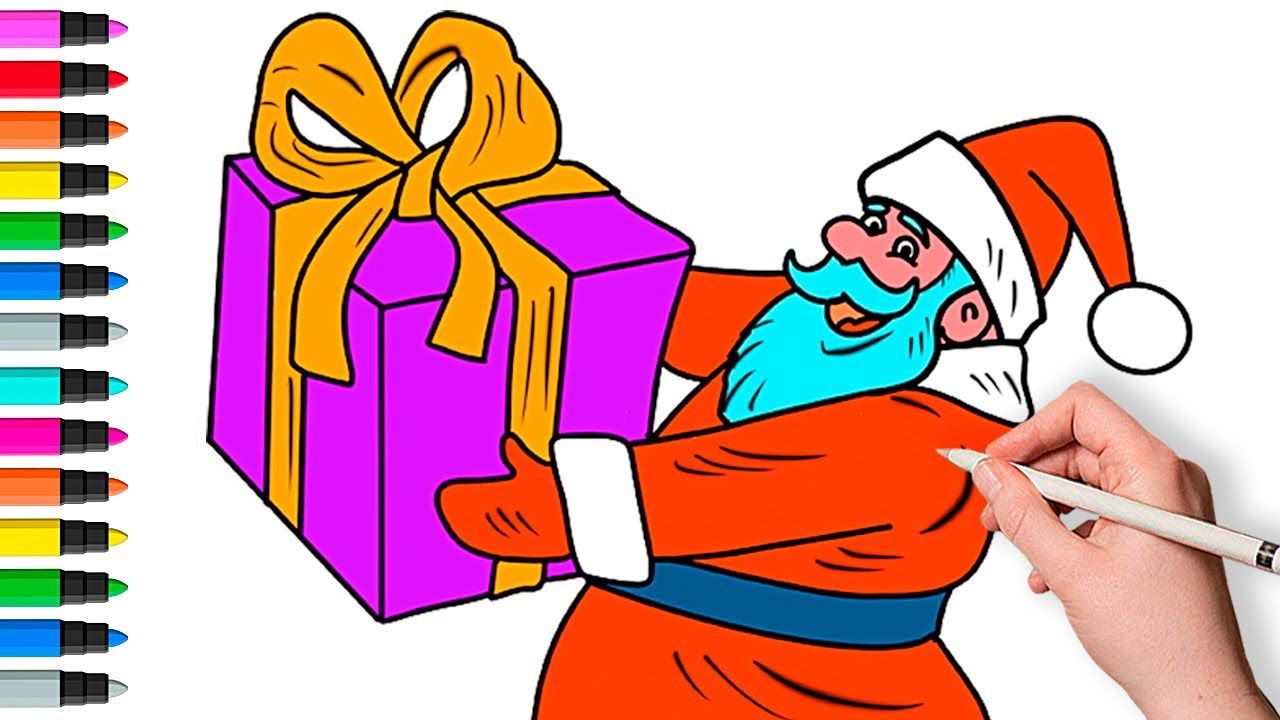 Как нарисовать Санта-Клауса | Рождественский урок | Рисование и раскраски для детей и малышей смотреть онлайн