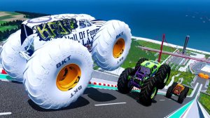 МУЛЬТИКИ ПРО МАШИНКИ Эпические прыжки и столкновения на скоростном монстр-траке Beamng Drive #95